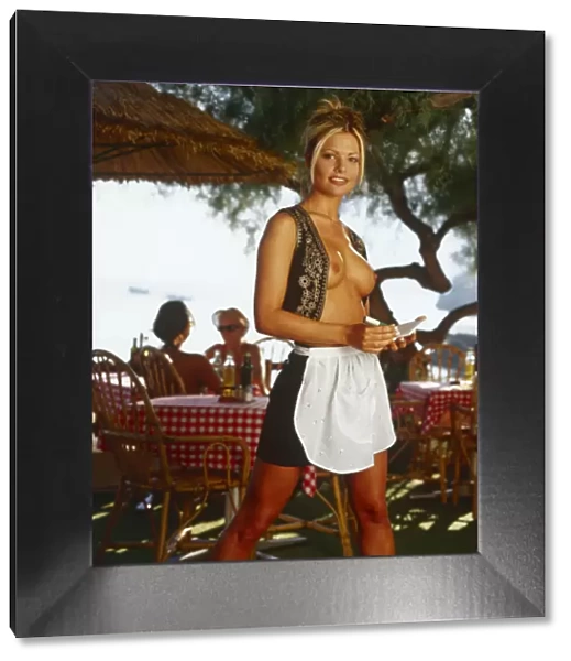 Jakki Degg topless as an outdoor waitress