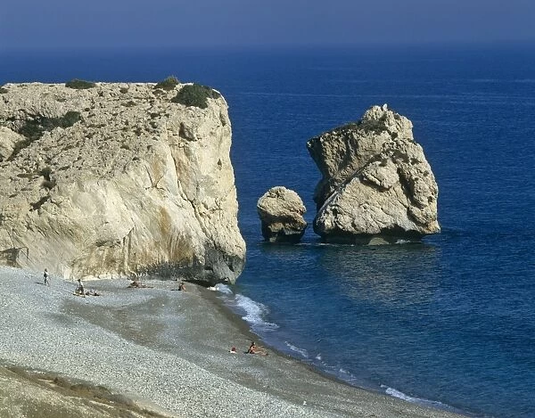 Landscape view of the Aphrodite Rock and beach, Cyprus