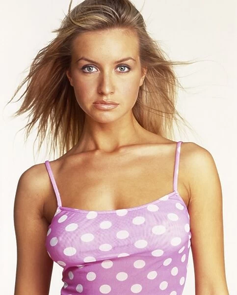 Zoe McConnell in a white spotted pink top
