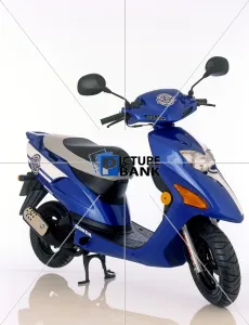 Transport Gallery: Blue scooter indoors