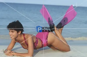 Happy Gallery: Girl on the beach with flippers