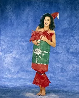 Christmas & New Years Collection: Girl, dark hair, dressed as Christmas cracker