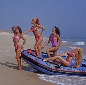 Boat Collection: Four girls in the beach